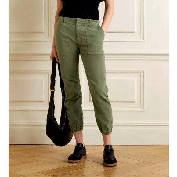 Nili Lotan 0 French Military Cargo Pants Stretch Cotton Cropped Army Green - Picture 1 of 10